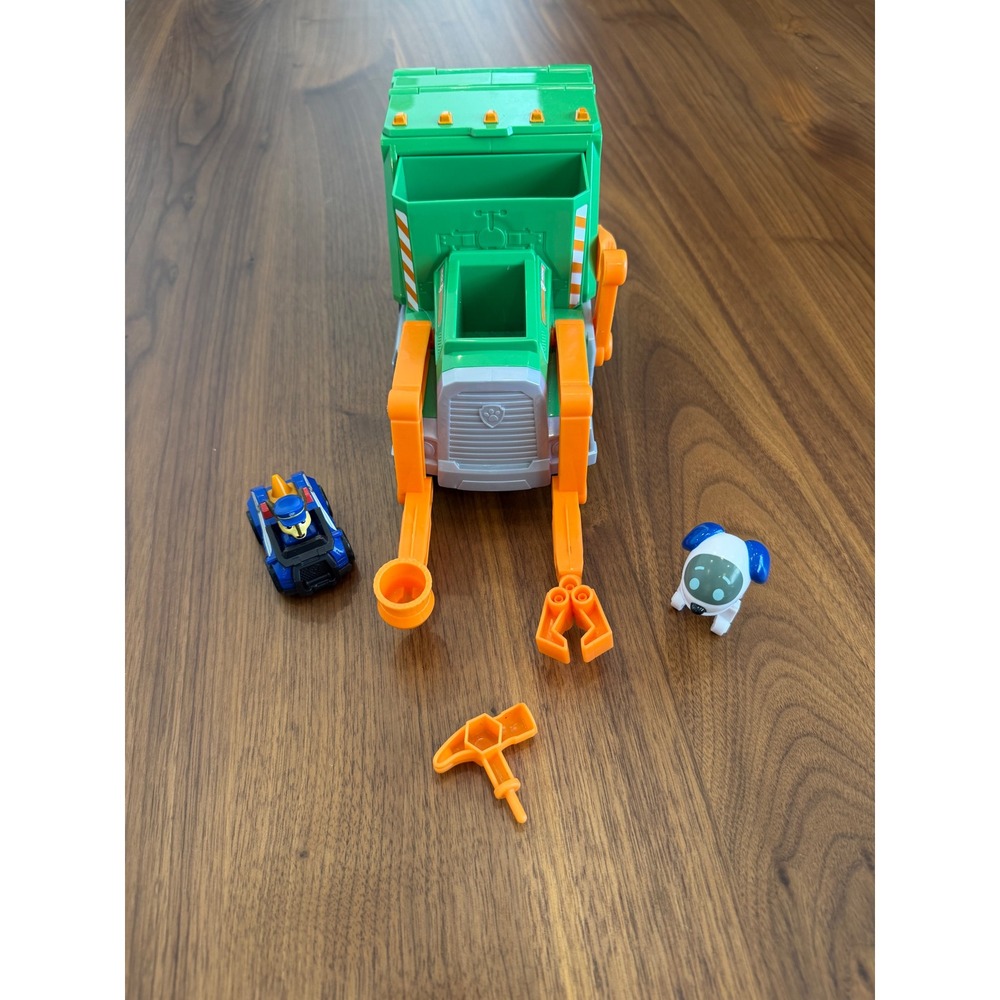Paw Patrol Rocky Recycle Truck Toy Set with Chase Car and Robo-Dog Figure Green